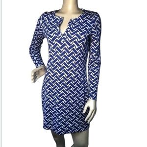 Diane Von Furstenberg Reina zig zag  cornflower blue print dress Size 4